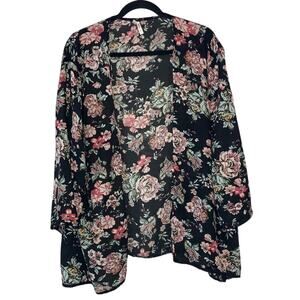 Live 4 Truth Black Floral Open Front Cardigan